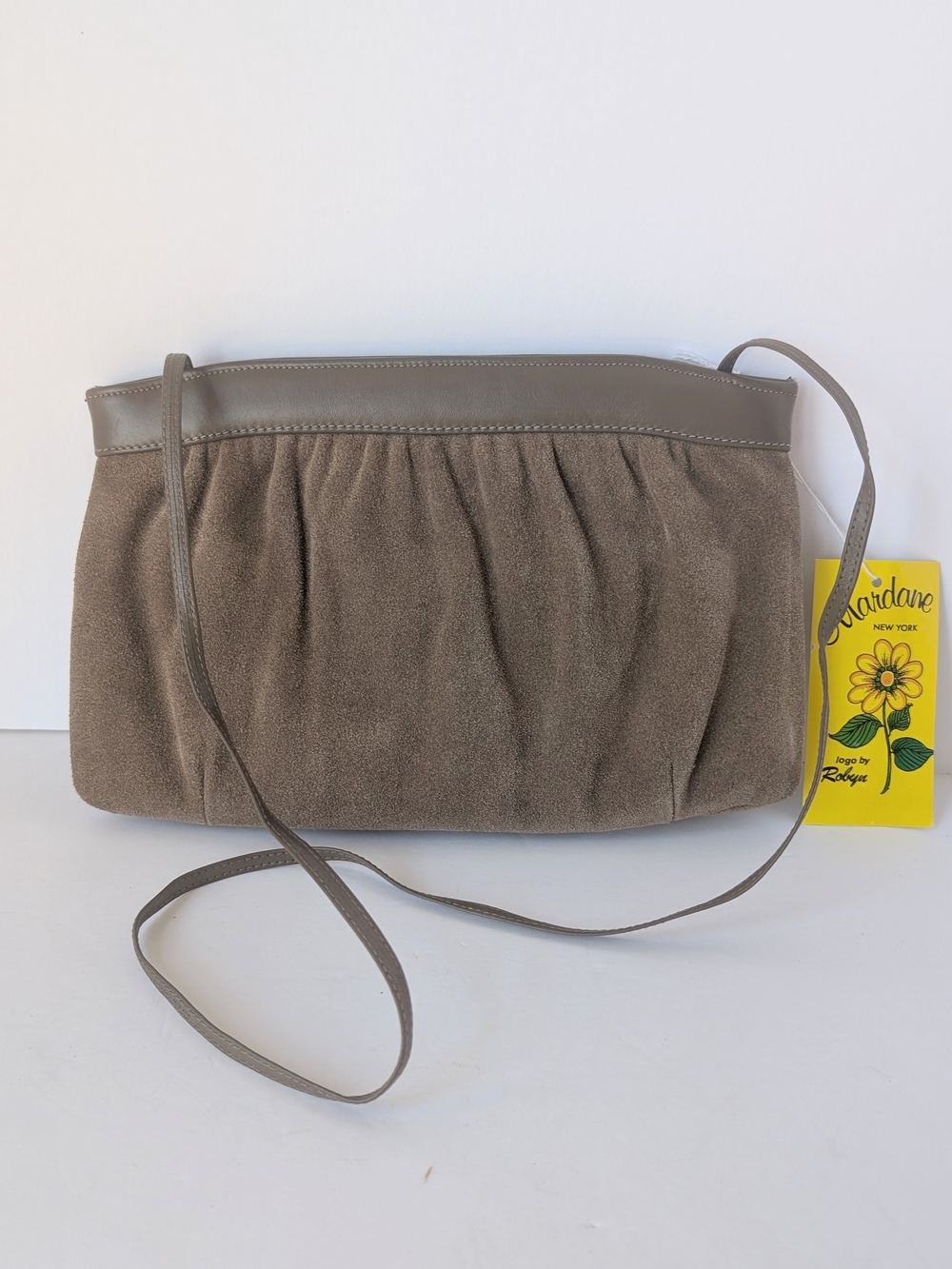 VTG NWT Mardane NY Taupe Suede Convertible Clutch Shoulder Bag Minimalist